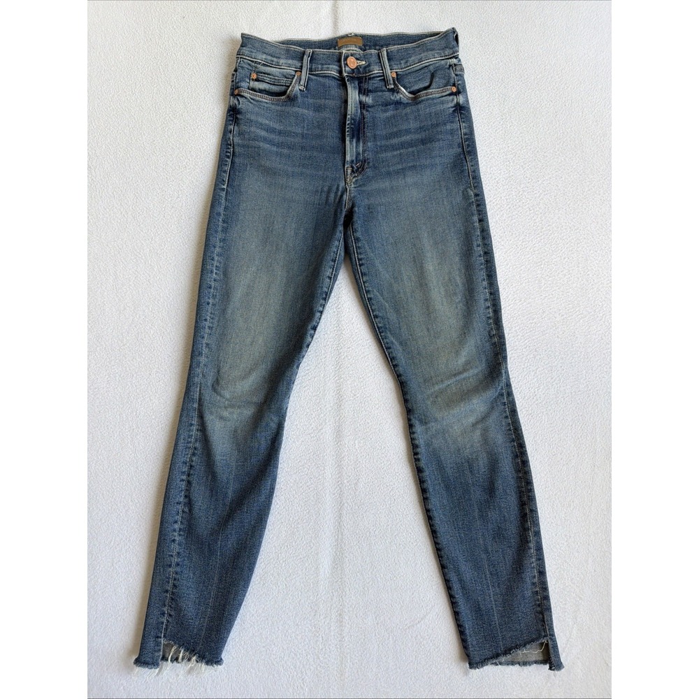 MOTHER The Stunner Zip Ankle Step Fray Jeans Walking On Coals Size 27 J1781